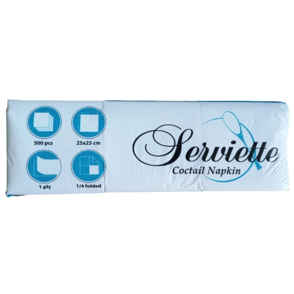 Салфетки 500бр. 25 Х 25см., 1пл., 1/4, целулоза